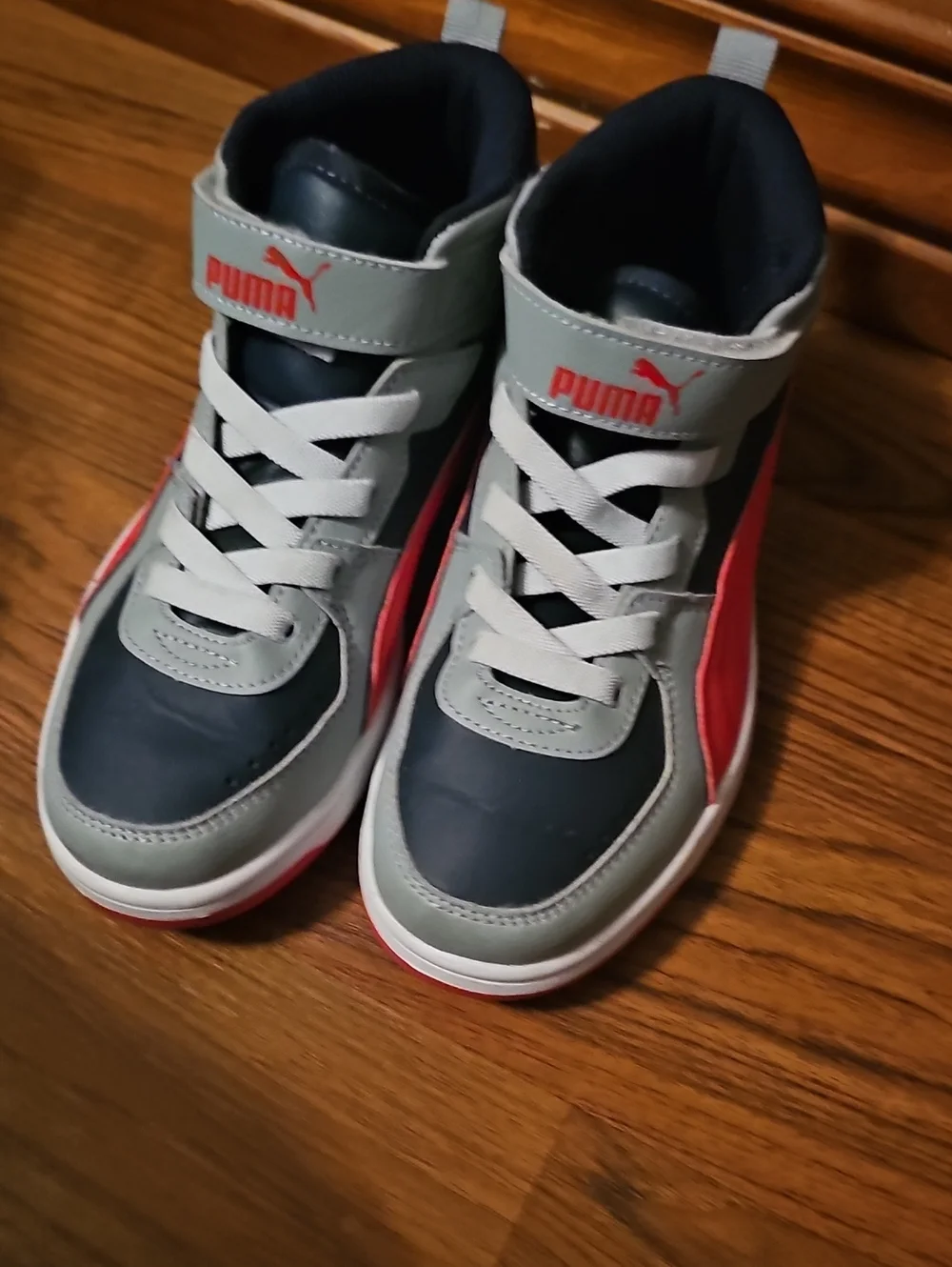 Puma Kids Navy, Gray and Pink High-Top Sneakers